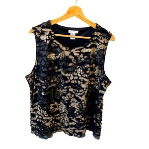 LAURA ASHLEY NWT Sleeveless Metalic Ruffled Pullover Top